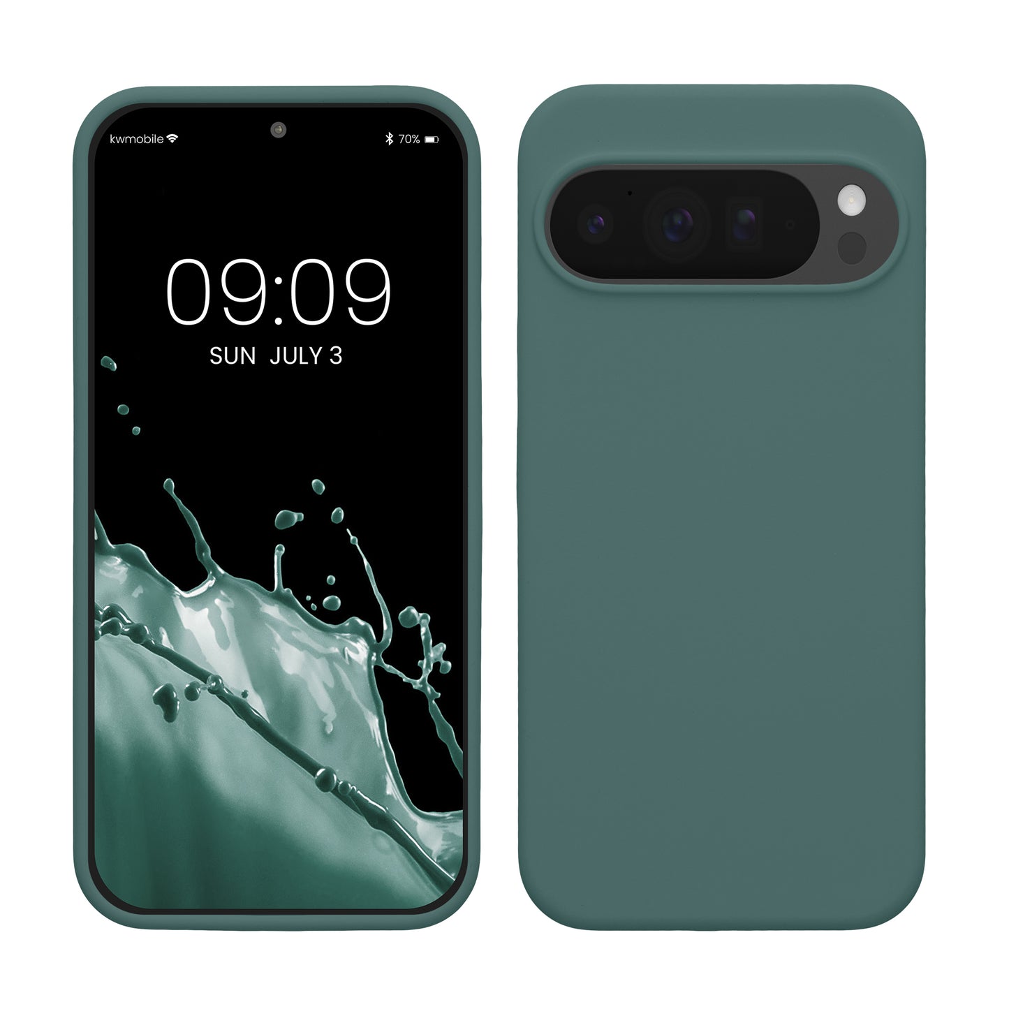 kwmobile Hülle kompatibel mit Google Pixel 10 Pro XL Hülle - Silikon Handy Case - Handyhülle weiche Oberfläche - kabelloses Laden - Blaugrün Blaugrün  