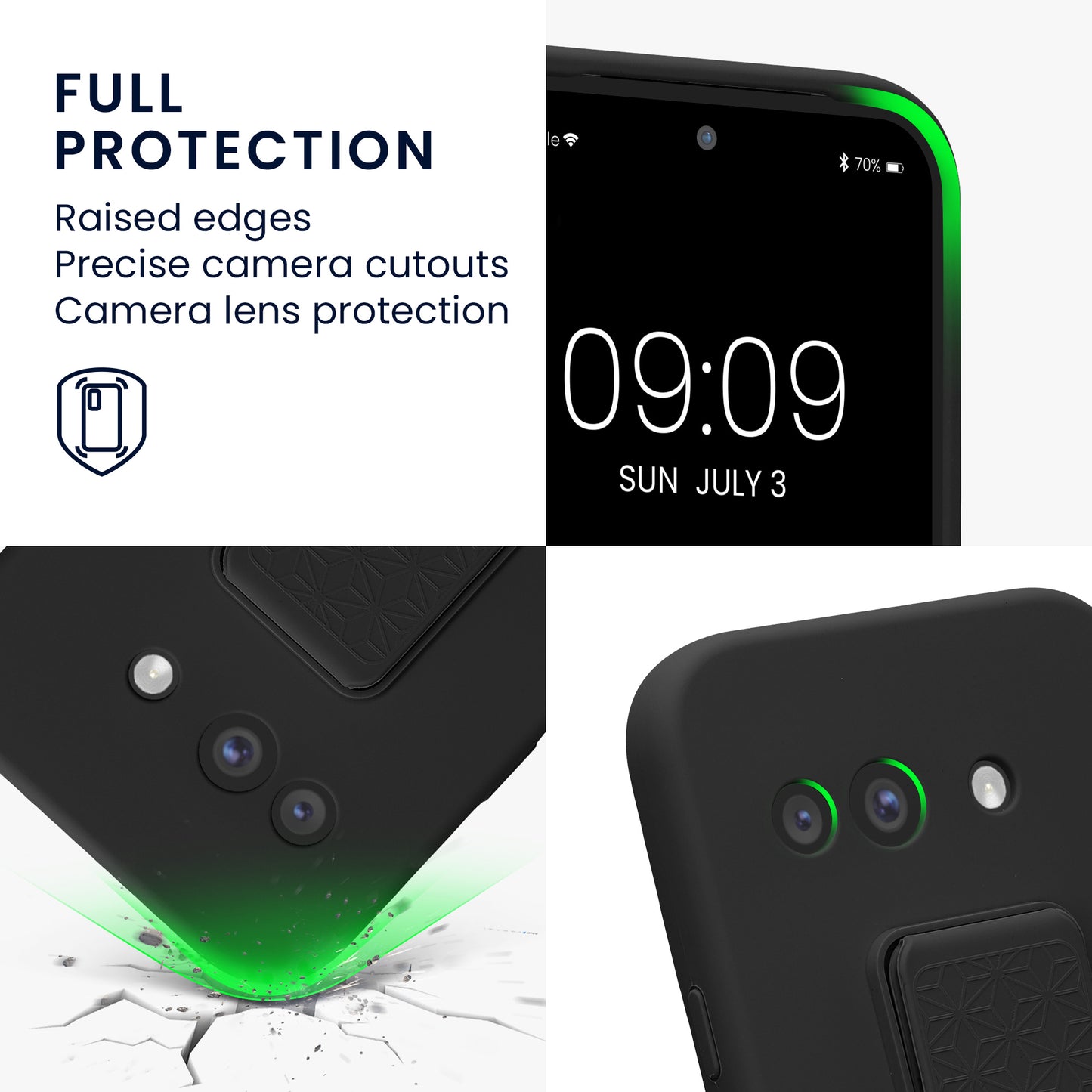 kwmobile Handyhülle für Google Pixel 9a mit Fingerhalter und Stand Schutzhülle Cover