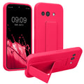 kwmobile Handyhülle kompatibel mit Google Pixel 9a - Hülle mit Fingerhalter und Standfunktion - Silikon Case Handy Cover in Neon Pink Neon Pink  