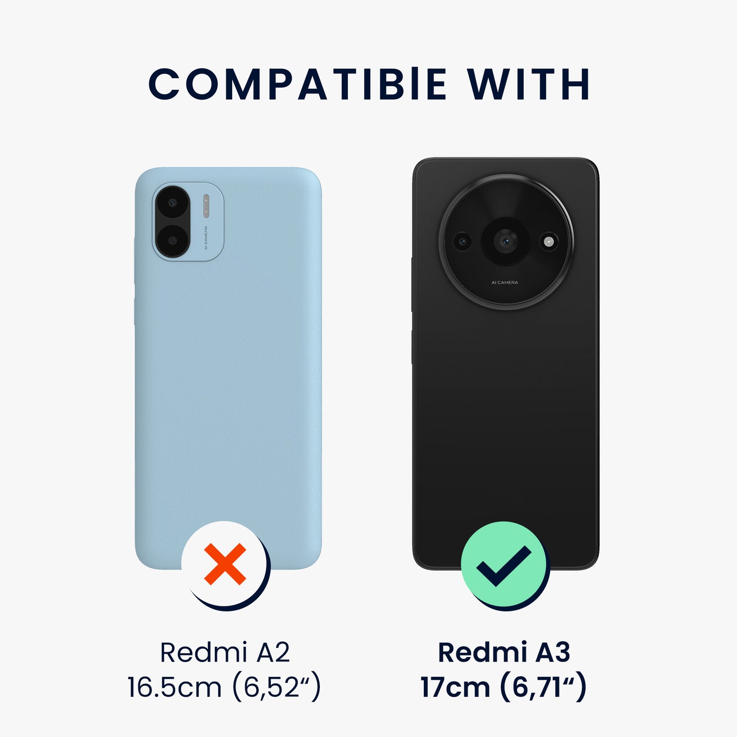 kwmobile Kunstleder Handyhülle kompatibel mit Xiaomi Redmi A3 Hülle - Brieftaschen Schutzhülle mit Displayschutz und RFID-Schutz