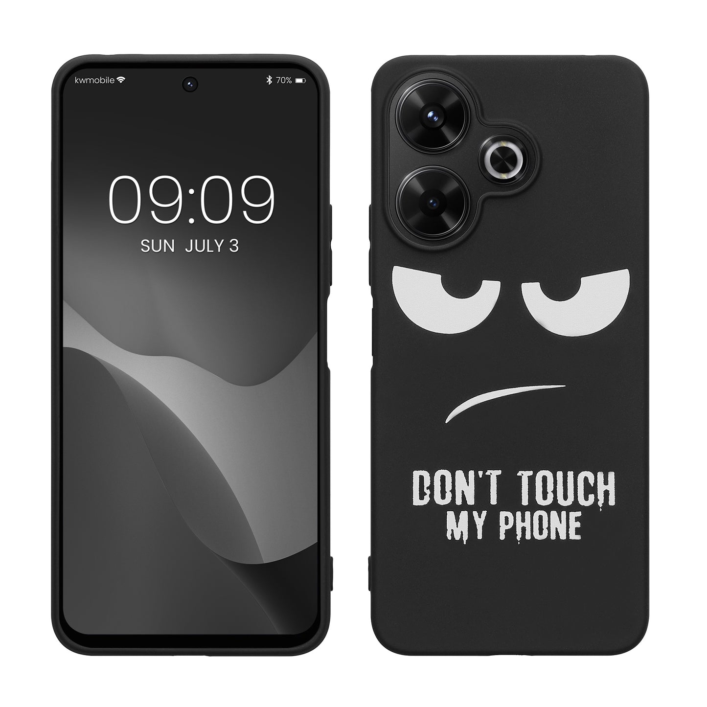 kwmobile Hülle kompatibel mit Xiaomi Redmi 13 - Handyhülle Silikon Case - Don't touch my Phone Weiß Schwarz Weiß  [dsg01]