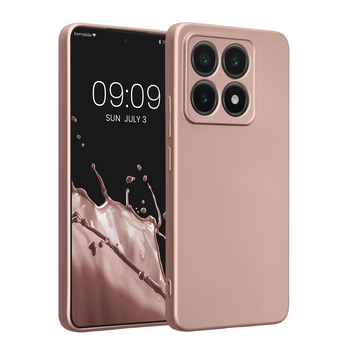 kwmobile Handyhülle kompatibel mit Xiaomi 14T Hülle - weiche Silikon Case metallisch schimmernd in Metallic Rosegold Metallic Rosegold  