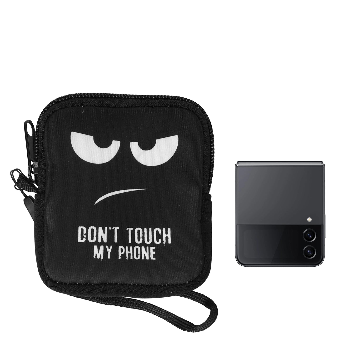 kwmobile Handytasche für faltbare Smartphones Hülle Telefon Tasche mit 10 x 8 x 2 cm Innenmaße Don’t touch my Phone