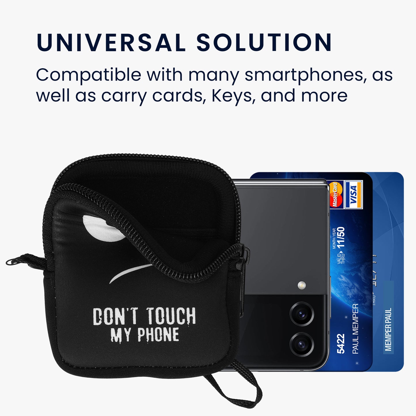 kwmobile Handytasche für faltbare Smartphones Hülle Telefon Tasche mit 10 x 8 x 2 cm Innenmaße Don’t touch my Phone