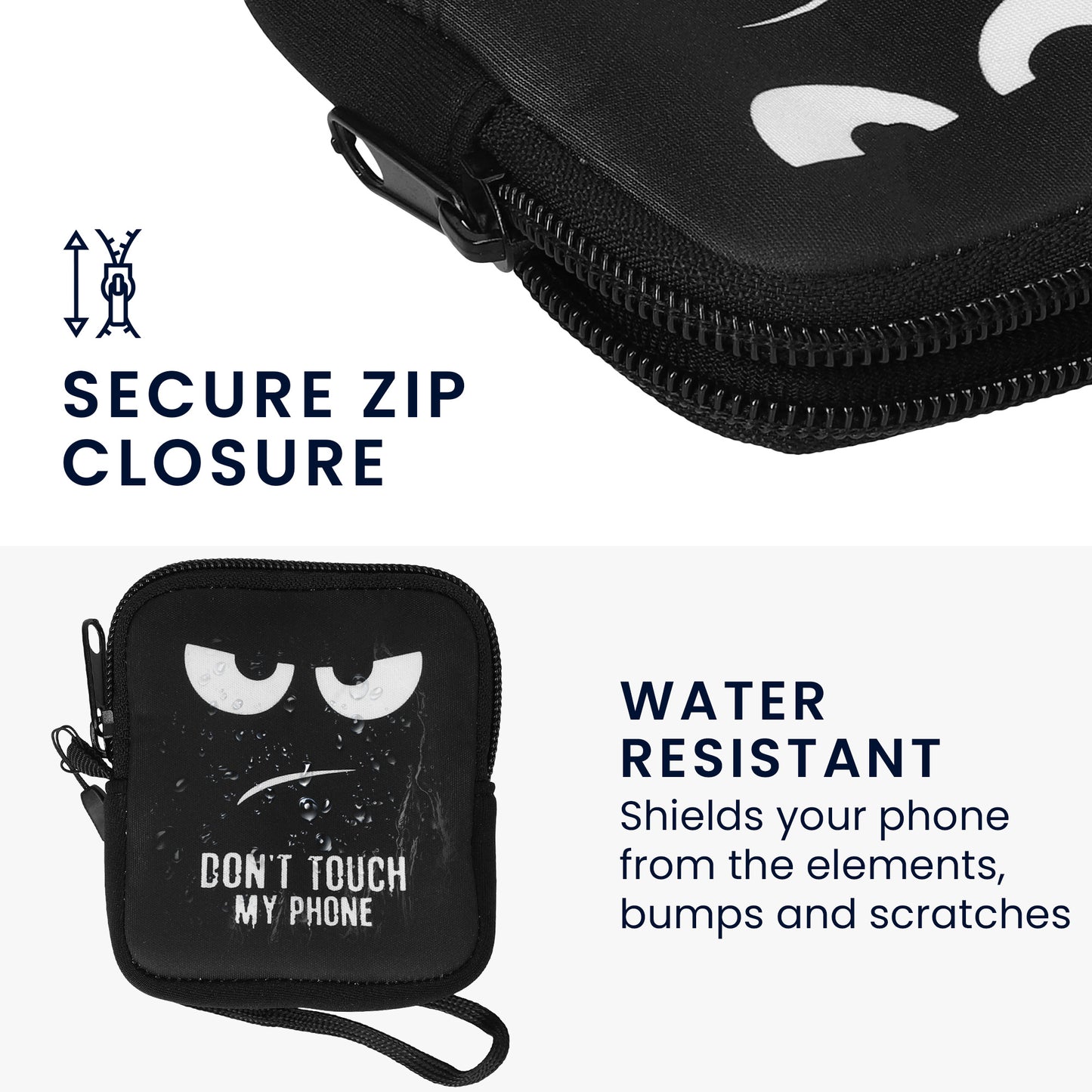kwmobile Handytasche für faltbare Smartphones Hülle Telefon Tasche mit 10 x 8 x 2 cm Innenmaße Don’t touch my Phone