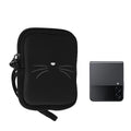 kwmobile Handytasche für faltbare Smartphones XXS - 3 / 3,5" Hülle - Neopren Tasche - Telefon Tasche mit 10 x 8 x 2 cm Innenmaße - Katze Miau Weiß XXS [dsg04]