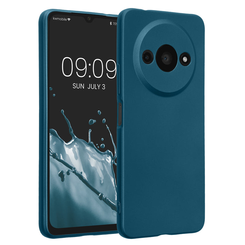 kwmobile Handyhülle kompatibel mit Xiaomi Redmi A3 Hülle - weiche Silikon Case metallisch schimmernd in Metallic Karibikblau Metallic Karibikblau  