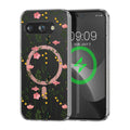kwmobile kristallklares Hardcase kompatibel mit Google Pixel 9a Hülle - kompatibel mit MagSafe - Acryl-Hülle mit TPU Case - Zarte Wildblumen Rosa  [dsg02]