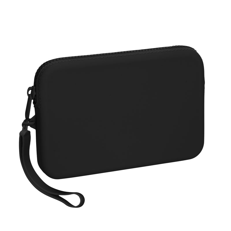 kwmobile Handytasche aus weichem Silikon - Handy Tasche 18 x 12 x 2,5 cm - Handy Hülle mit Reißverschluss Schwarz - Kosmetiktasche Schutzhülle Schwarz  