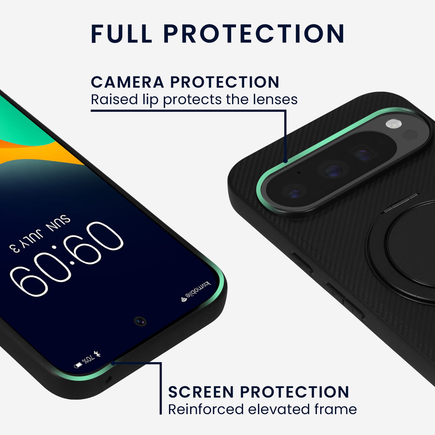 kwmobile Hülle für Google Pixel 10 Pro XL Handyhülle Case kompatibel mit MagSafe Cover mit Ringständer Kunstleder Carbon Look