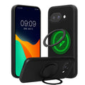 kwmobile Hülle für Google Pixel 9a Handyhülle - Case kompatibel mit MagSafe - Cover mit Ringständer - Carbon Look