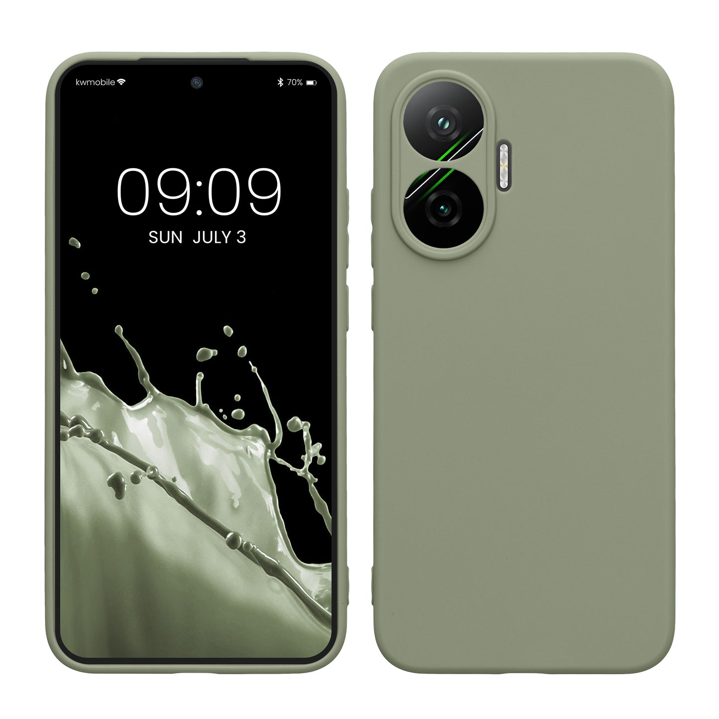 kwmobile Handyhülle kompatibel mit Xiaomi Poco F7 Hülle - Handy Case aus weichem Silikon in Graugrün Graugrün  