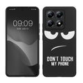 kwmobile Hülle kompatibel mit Xiaomi 14T - Handyhülle Silikon Case - Don't touch my Phone Weiß Schwarz Weiß  [dsg01]