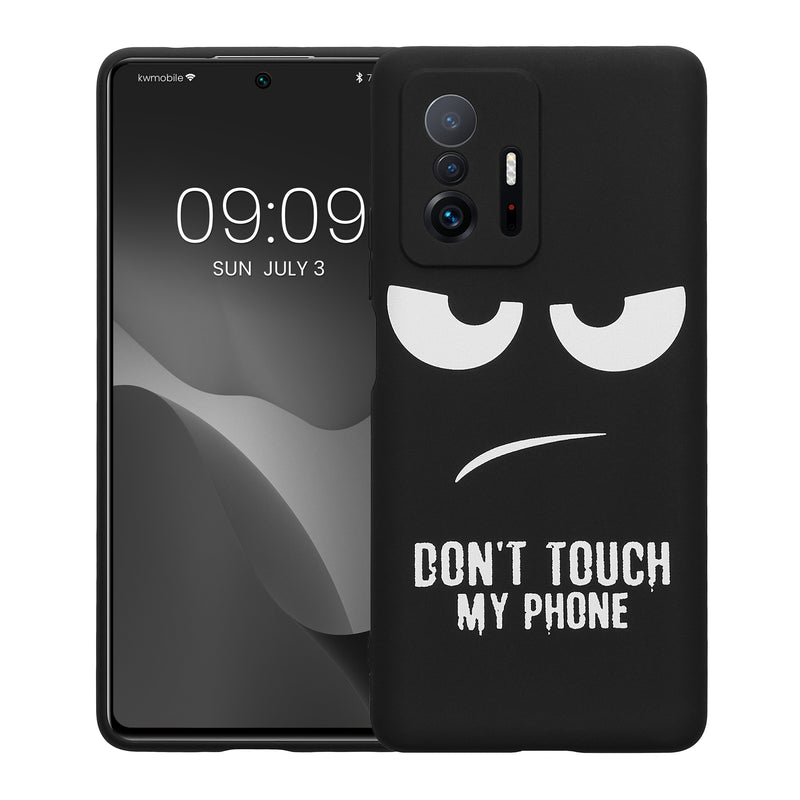 kwmobile Hülle kompatibel mit Xiaomi 11T / 11T Pro - Handyhülle Silikon Case - Don't touch my Phone