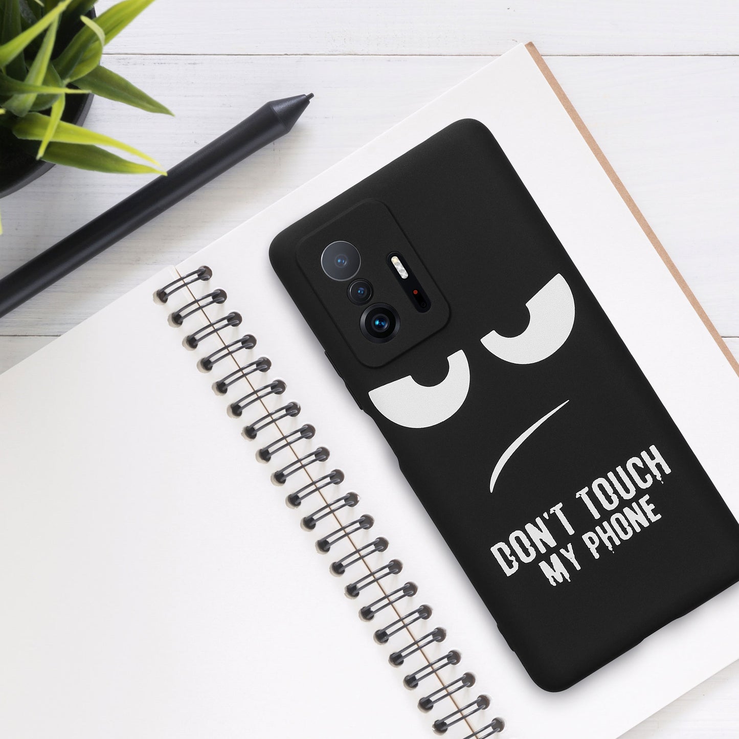 kwmobile Hülle kompatibel mit Xiaomi 11T / 11T Pro - Handyhülle Silikon Case - Don't touch my Phone