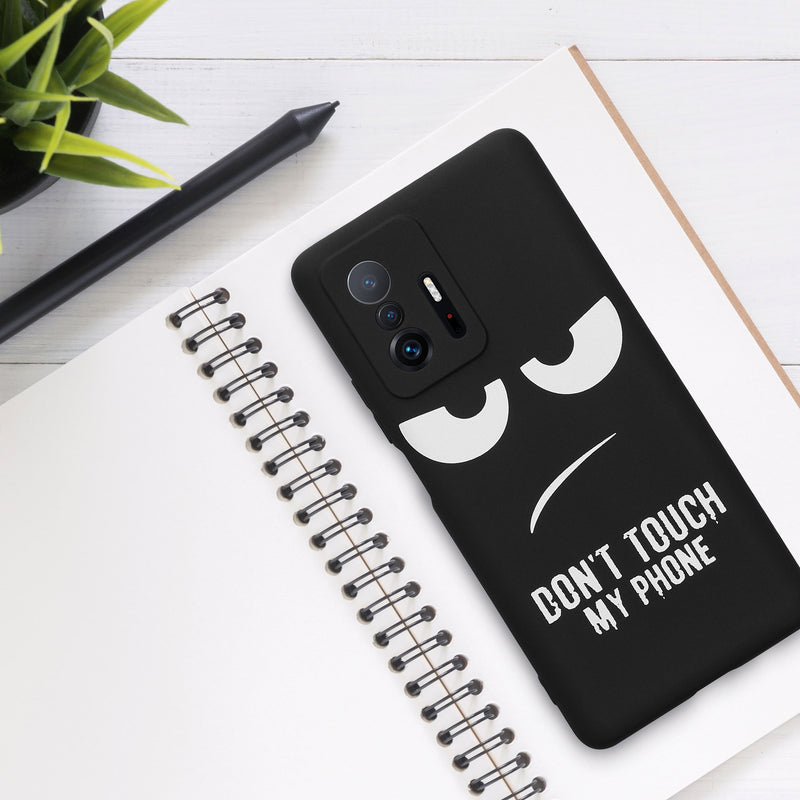 kwmobile Hülle kompatibel mit Xiaomi 11T / 11T Pro - Handyhülle Silikon Case - Don't touch my Phone