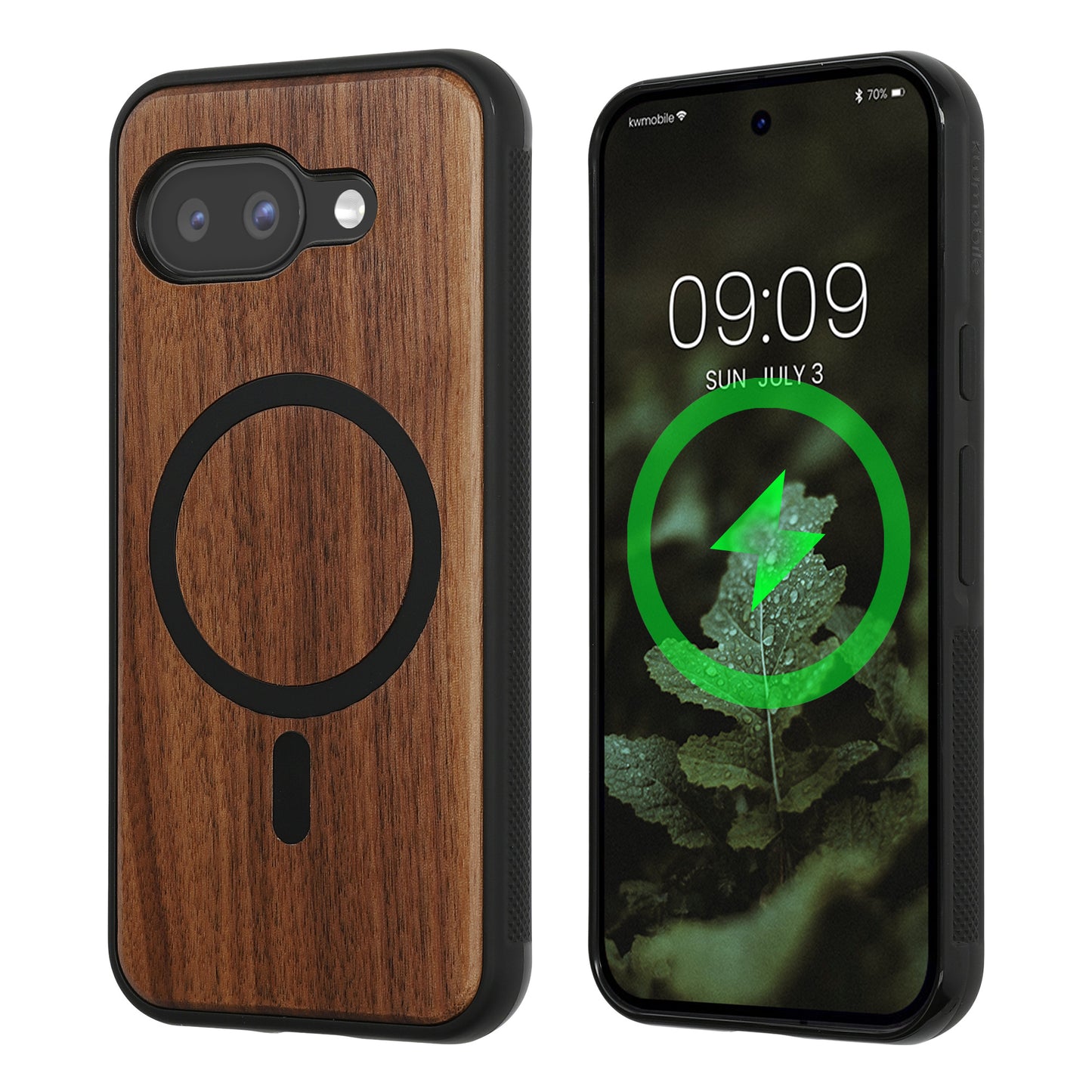kwmobile Hülle für Google Pixel 9a Handyhülle - Cover aus und TPU - Kompatibel mit MagSafe - Case in Holz