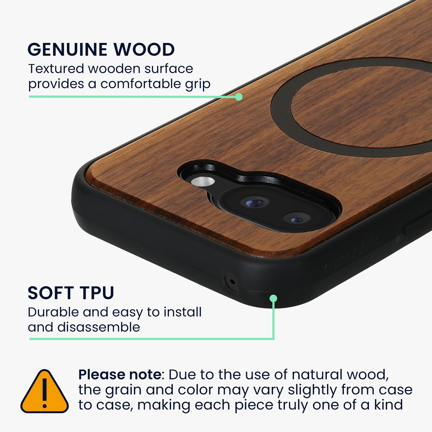 kwmobile Hülle für Google Pixel 9a Handyhülle - Cover aus und TPU - Kompatibel mit MagSafe - Case in Holz