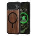 kwmobile Hülle für Google Pixel 9 / Pixel 9 Pro Handyhülle - Cover aus Holz und TPU - Kompatibel mit MagSafe - Case in Dunkelbraun Holz Dunkelbraun  [dsg01]