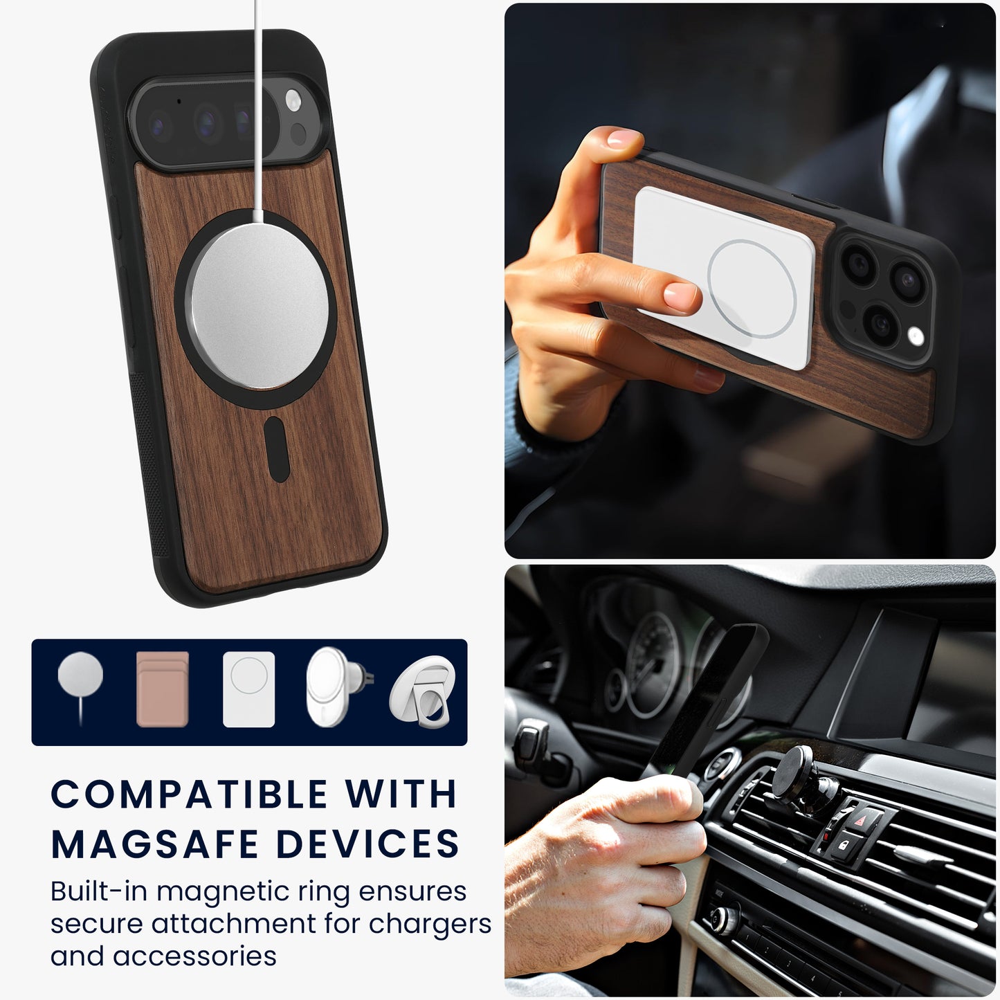 kwmobile Hülle für Google Pixel 9 / Pixel 9 Pro Handyhülle - Cover aus TPU - Kompatibel mit MagSafe - Case