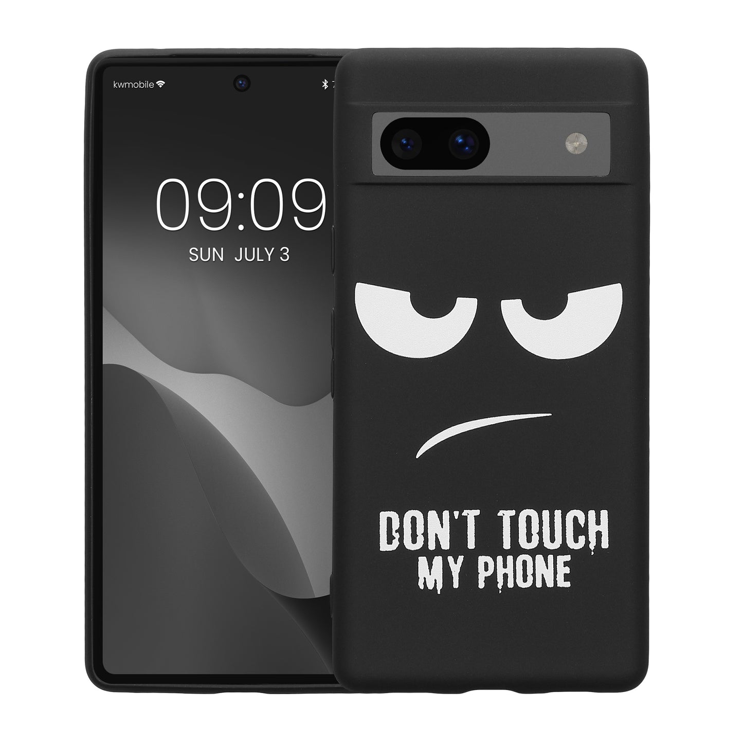 kwmobile Hülle kompatibel mit Google Pixel 7a - Handyhülle Silikon Case - Don't touch my Phone