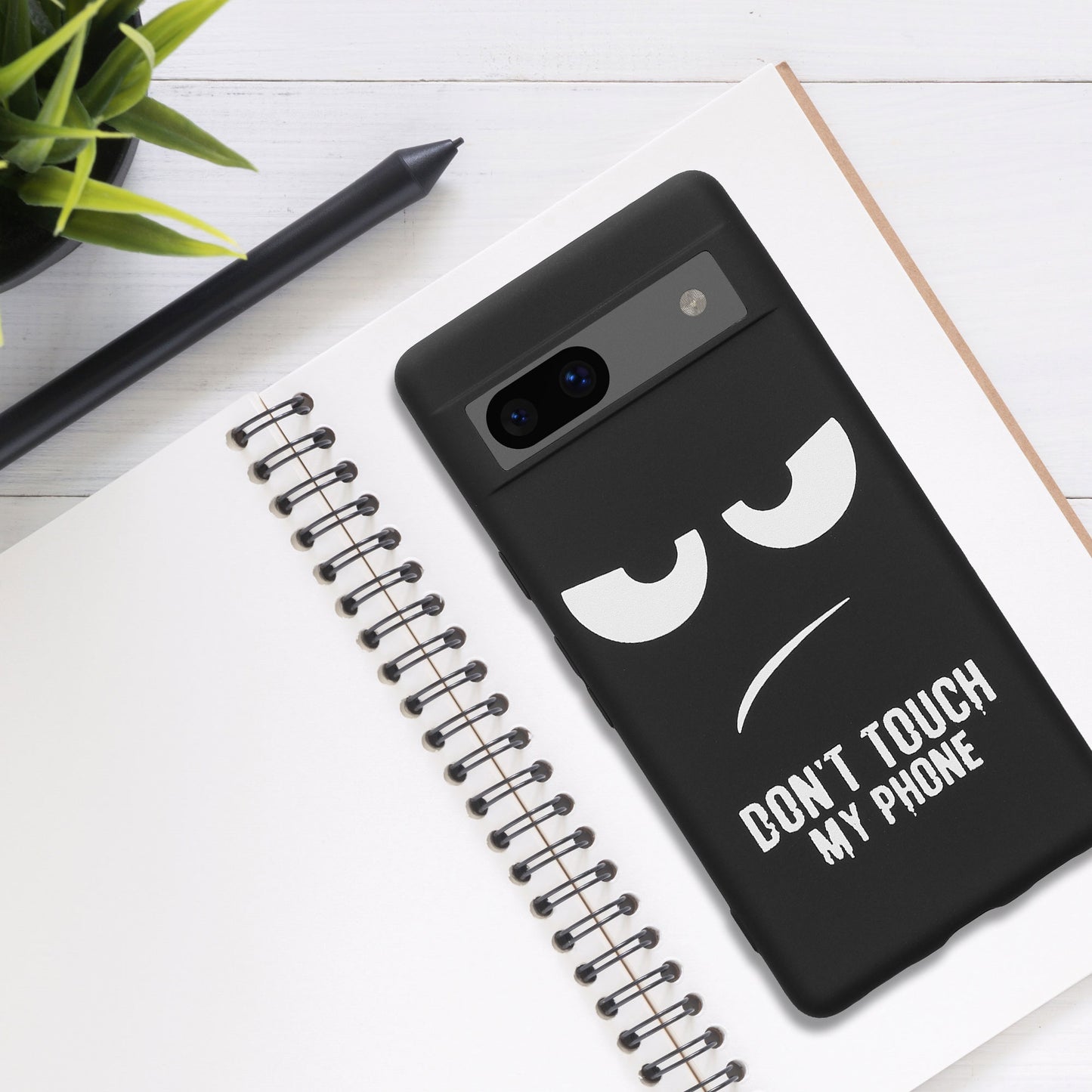 kwmobile Hülle kompatibel mit Google Pixel 7a - Handyhülle Silikon Case - Don't touch my Phone