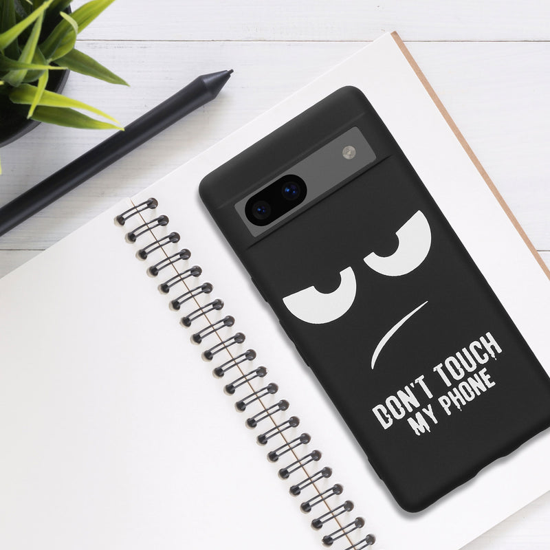 kwmobile Hülle kompatibel mit Google Pixel 7a - Handyhülle Silikon Case - Don't touch my Phone