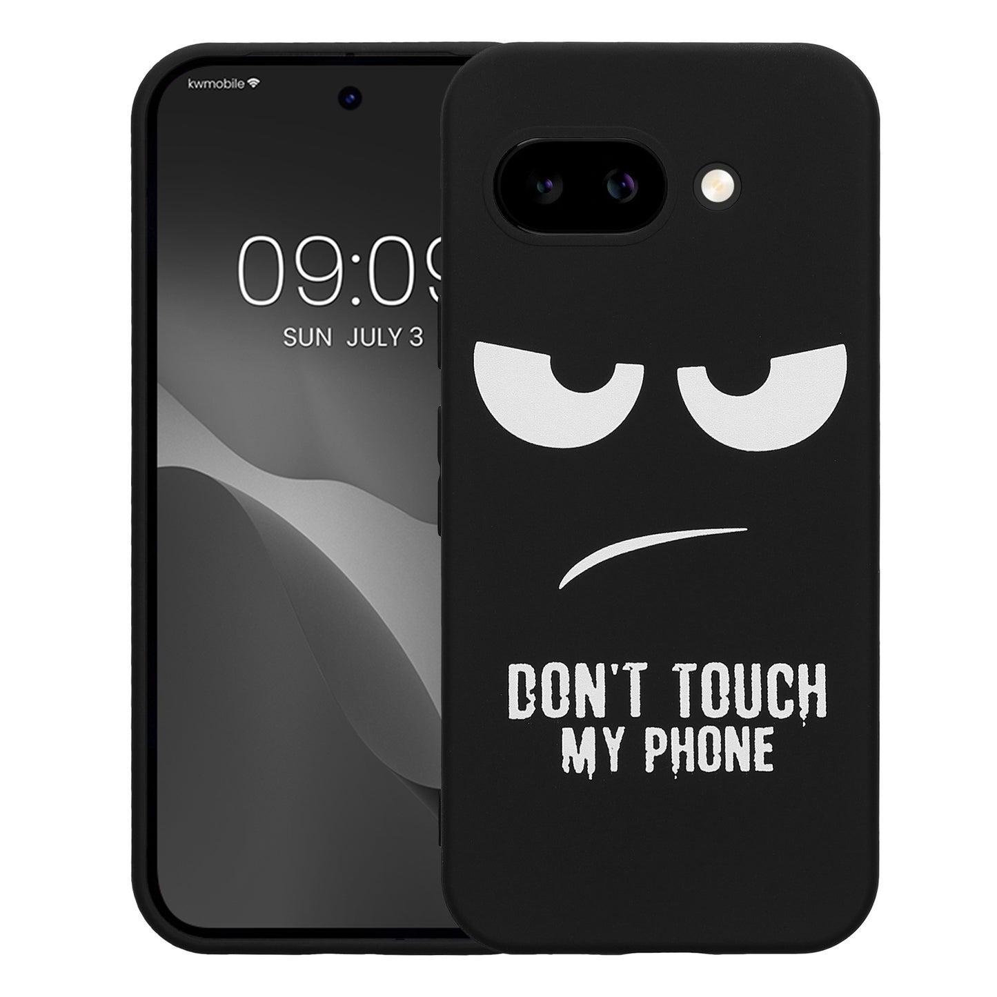 kwmobile Hülle kompatibel mit Google Pixel 9a - Handyhülle Silikon Case - Don't touch my Phone