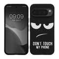 kwmobile Hülle kompatibel mit Google Pixel 10 Pro - Handyhülle Silikon Case - Don't touch my Phone Weiß Schwarz Weiß  [dsg01]
