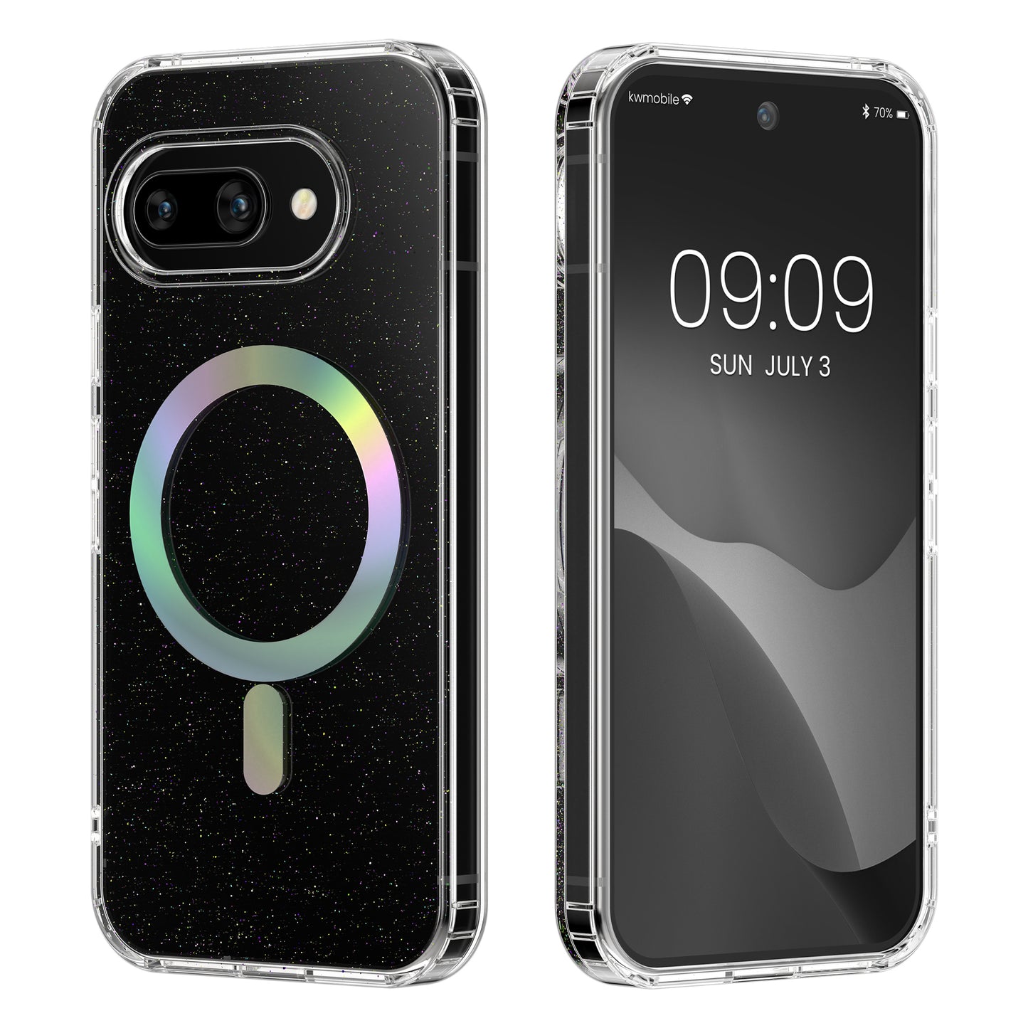 kwmobile Hülle kompatibel mit Google Pixel 9a Handyhülle - Hard Case mit TPU Bumber - Schutzhülle kompatibel mit MagSafe - Kameraschutz - Transparent Transparent  [dsg01]