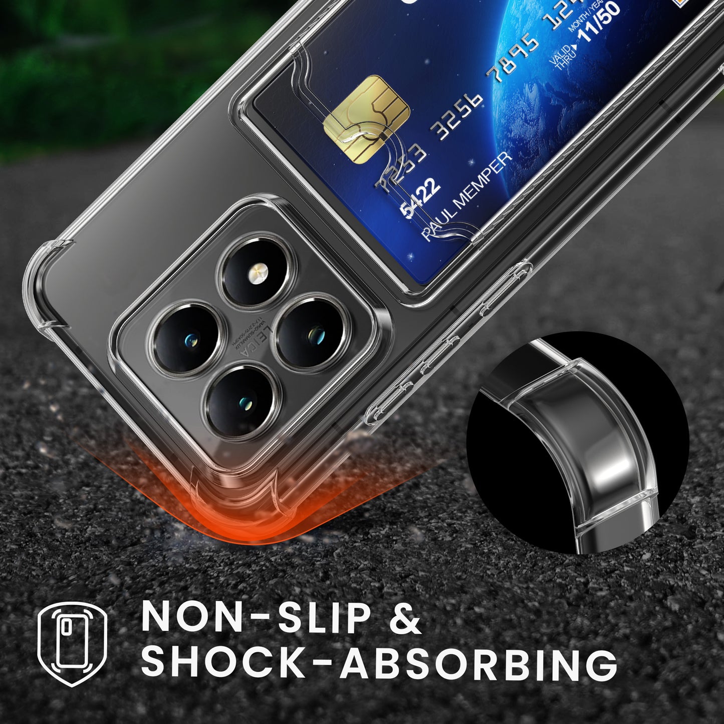 kwmobile Hülle mit Kartenfach kompatibel mit Xiaomi 14T Pro - Soft Case - Schutzhülle