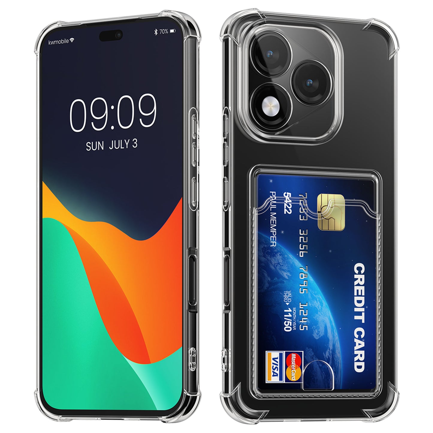 kwmobile Hülle mit Kartenfach kompatibel mit HONOR 400 Lite - Handyhülle mit Kartenfach - Soft Case - Schutzhülle