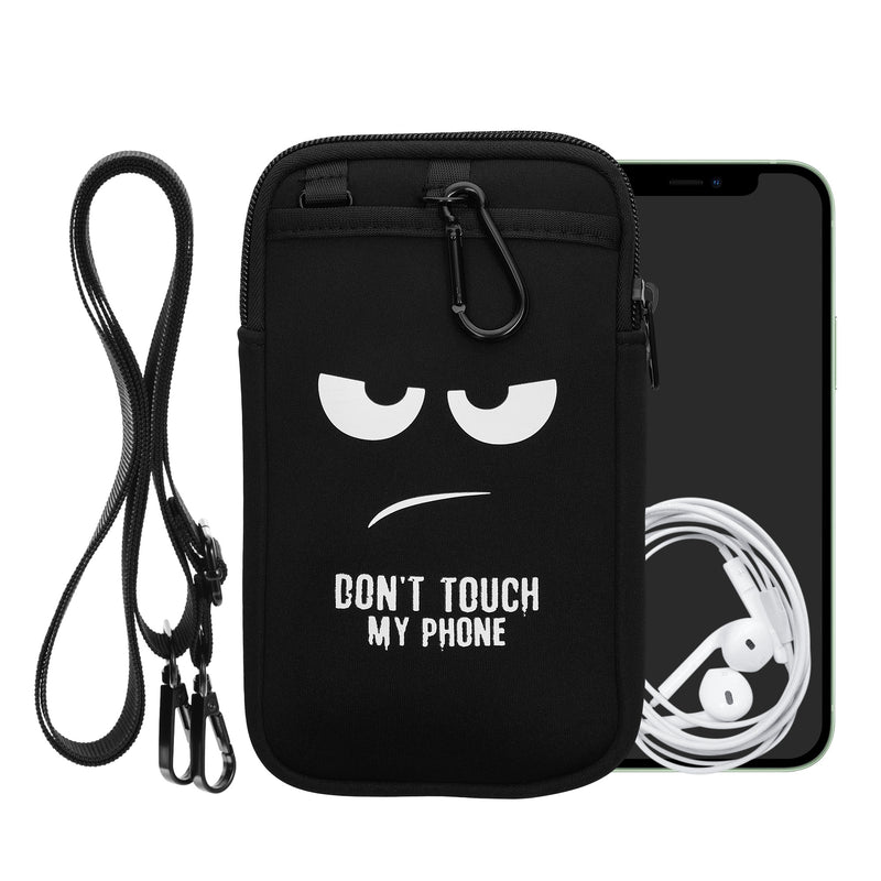 kwmobile Handytasche zum Umhängen für 7" Handy Tasche Umhänge Tasche für Handy Handyschutz mit Taschen Don't touch my Phone