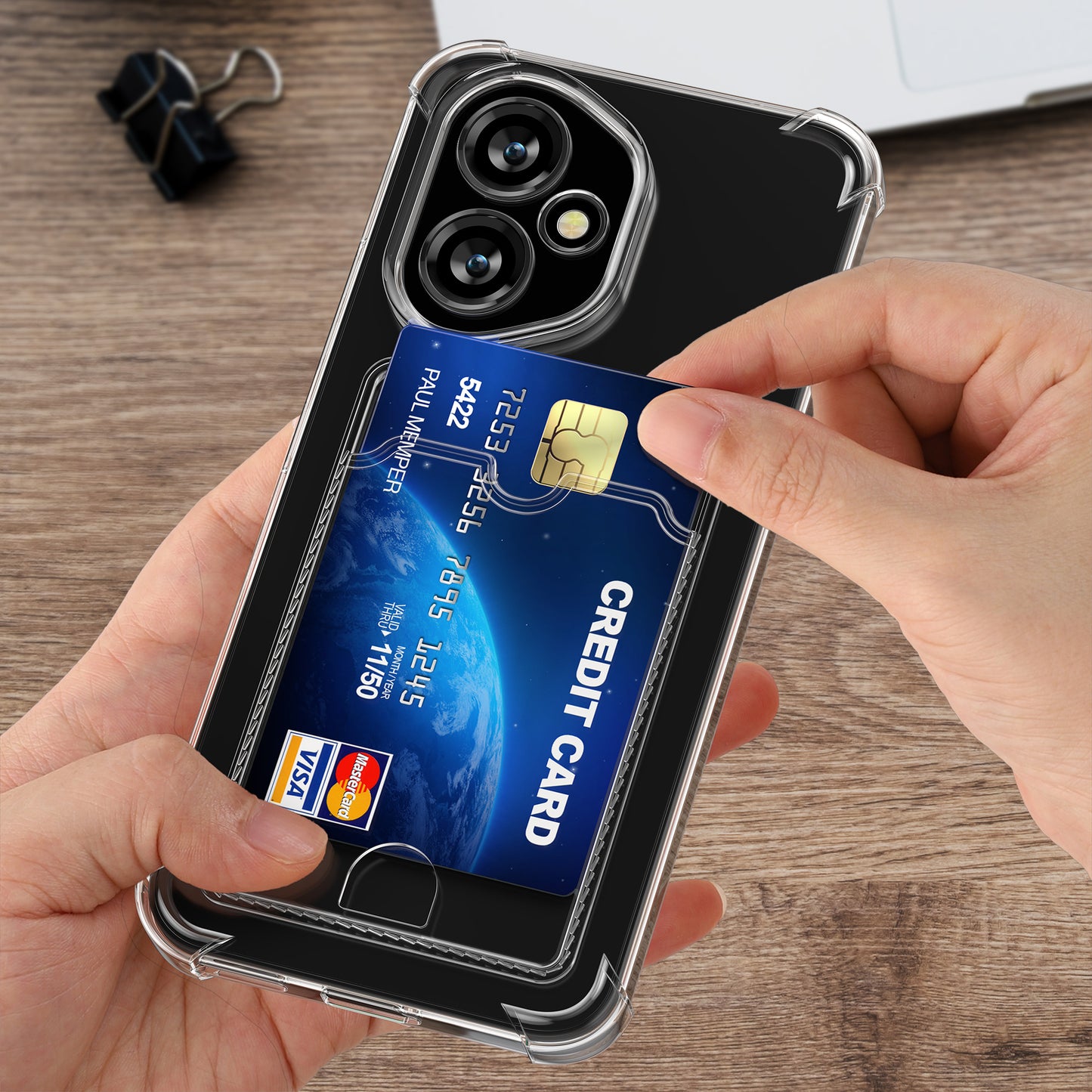kwmobile Hülle mit Kartenfach kompatibel mit HONOR 400 - Handyhülle mit Kartenfach - Soft Case - Schutzhülle