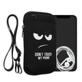 kwmobile Handytasche zum Umhängen für XL - 6,7/6,8" Handy Tasche - Umhänge Tasche für Handy aus Neopren - Handyschutz mit Taschen - Don't touch my Phone Weiß XL [dsg01]