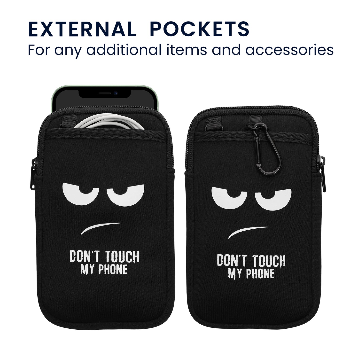 kwmobile Handytasche zum Umhängen für Handy Tasche Umhänge Tasche für Handy Handyschutz mit Taschen Don't touch my Phone