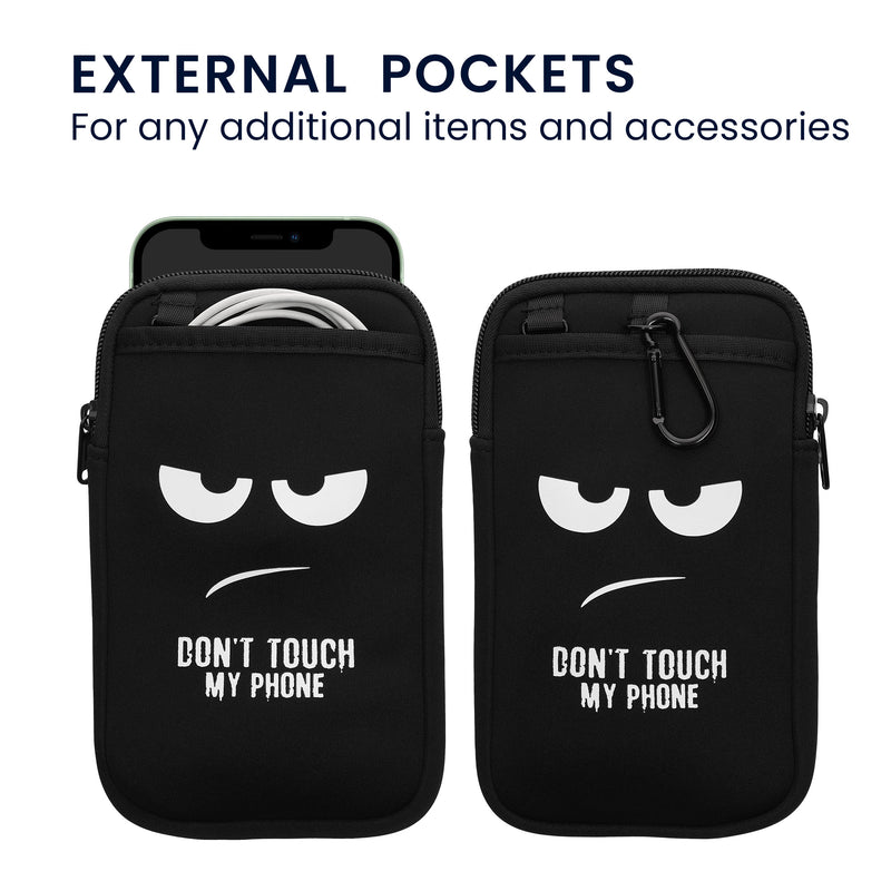kwmobile Handytasche zum Umhängen für Handy Tasche Umhänge Tasche für Handy Handyschutz mit Taschen Don't touch my Phone