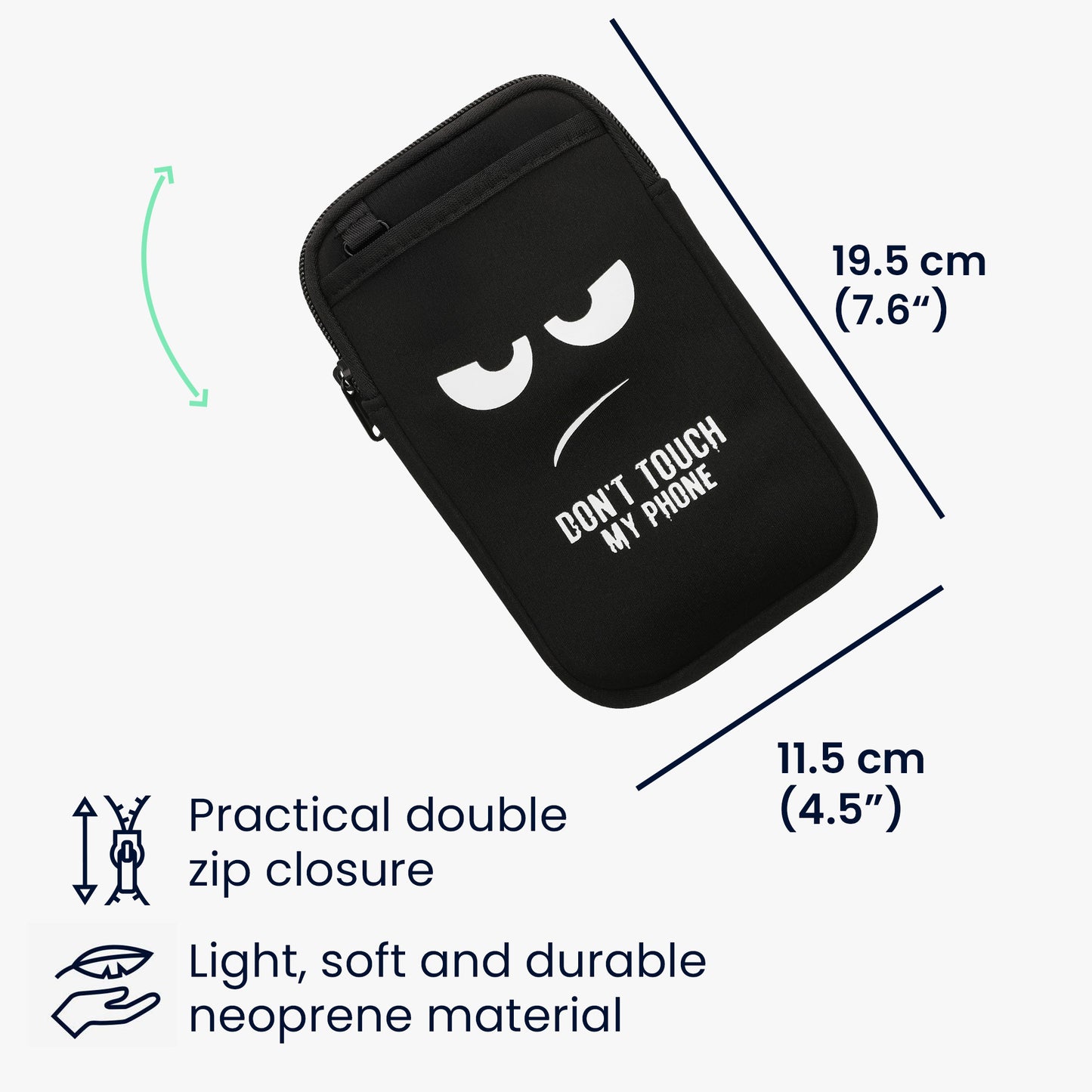 kwmobile Handytasche zum Umhängen für Handy Tasche Umhänge Tasche für Handy Handyschutz mit Taschen Don't touch my Phone