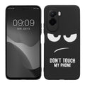 kwmobile Hülle kompatibel mit Xiaomi Poco M7 4G - Handyhülle Silikon Case - Don't touch my Phone Weiß Schwarz Weiß  [dsg01]