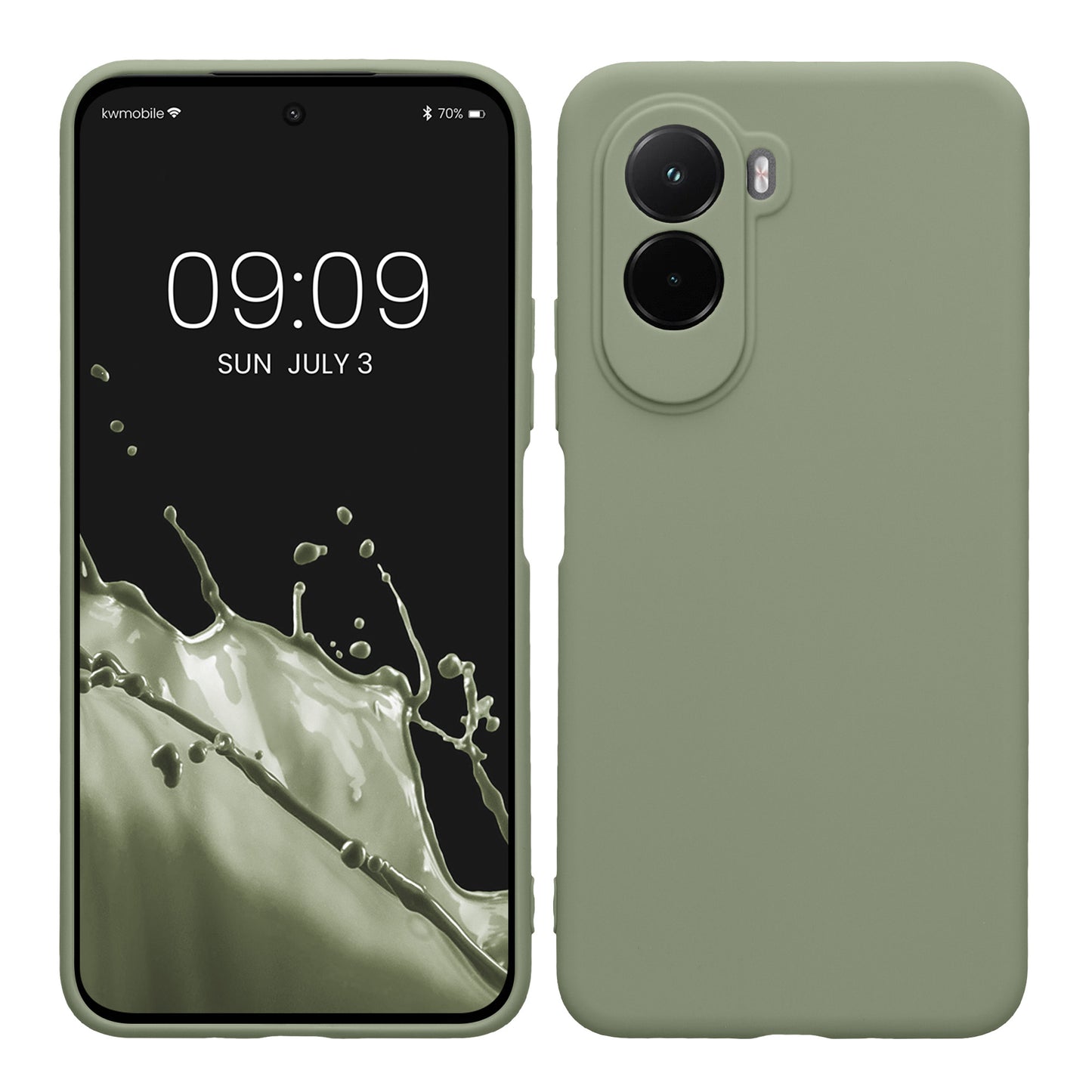 kwmobile Handyhülle kompatibel mit Xiaomi Poco M7 4G Hülle - Handy Case aus weichem Silikon in Graugrün Graugrün  