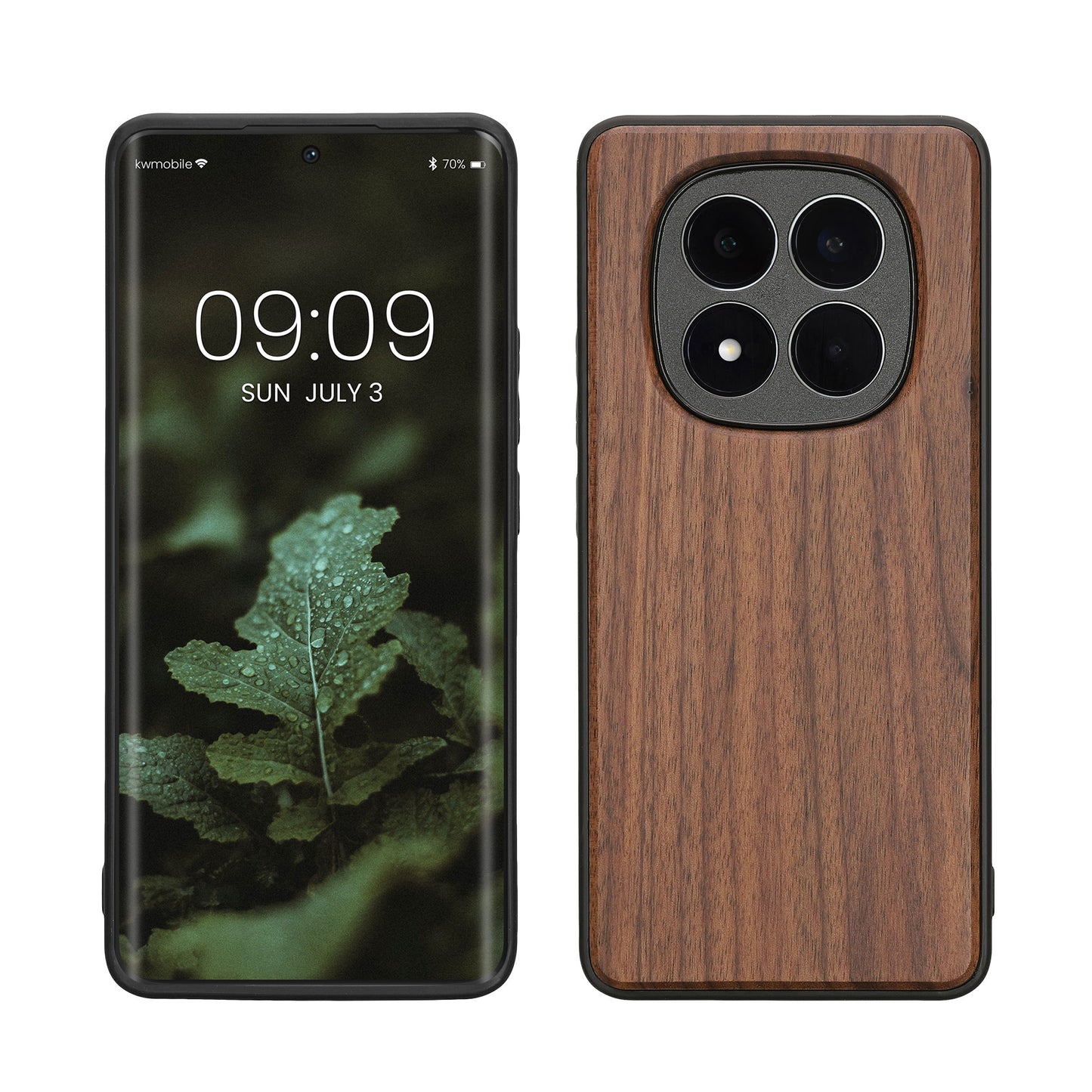 kwmobile Hülle kompatibel mit Xiaomi Redmi Note 15 4G / Redmi Note 15 5G / Poco M8 5G Hülle - Holz Case - stoßfestes Handy Cover - TPU Handyhülle in Dunkelbraun Walnussholz Dunkelbraun  [dsg01]