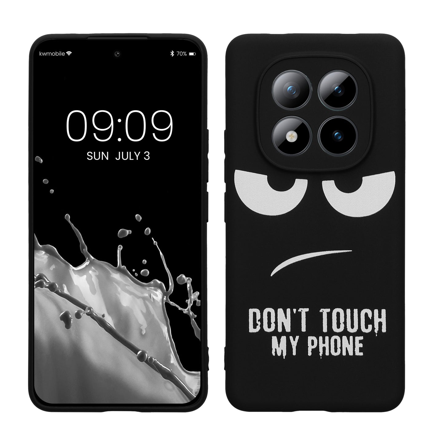 kwmobile Hülle kompatibel mit Xiaomi Redmi Note 15 Pro 4G - Handyhülle Silikon Case - Don't touch my Phone Weiß Schwarz Weiß  [dsg01]