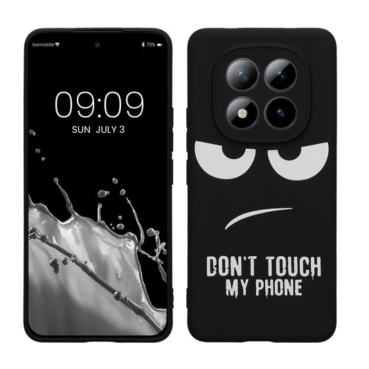 kwmobile Hülle kompatibel mit Xiaomi Redmi Note 15 Pro 4G - Handyhülle Silikon Case - Don't touch my Phone Weiß Schwarz Weiß  [dsg01]
