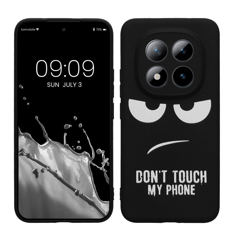 kwmobile Hülle kompatibel mit Xiaomi Redmi Note 15 Pro+ 5G / Poco M8 Pro 5G - Handyhülle Silikon Case - Don't touch my Phone Weiß Schwarz Weiß  [dsg01]