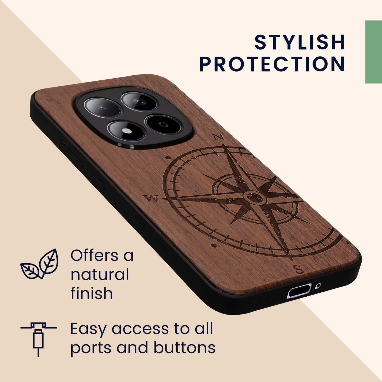 kwmobile Hülle kompatibel mit Xiaomi Redmi Note 15 Pro 5G Handy Cover TPU Handyhülle Kompass Vintage