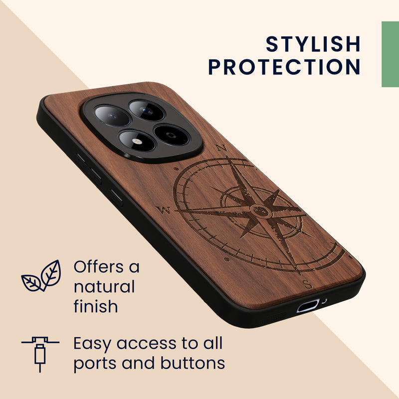 kwmobile Hülle kompatibel mit Xiaomi Redmi Note 15 Pro+ 5G / Poco M8 Pro 5G Hülle - Handy Cover - TPU Handyhülle Kompass Vintage