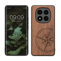 kwmobile Hülle kompatibel mit Xiaomi Redmi Note 15 4G / Redmi Note 15 5G / Poco M8 5G Hülle - Holz Case - Handy Cover - TPU Handyhülle in Dunkelbraun Kompass Vintage Dunkelbraun  [dsg01]