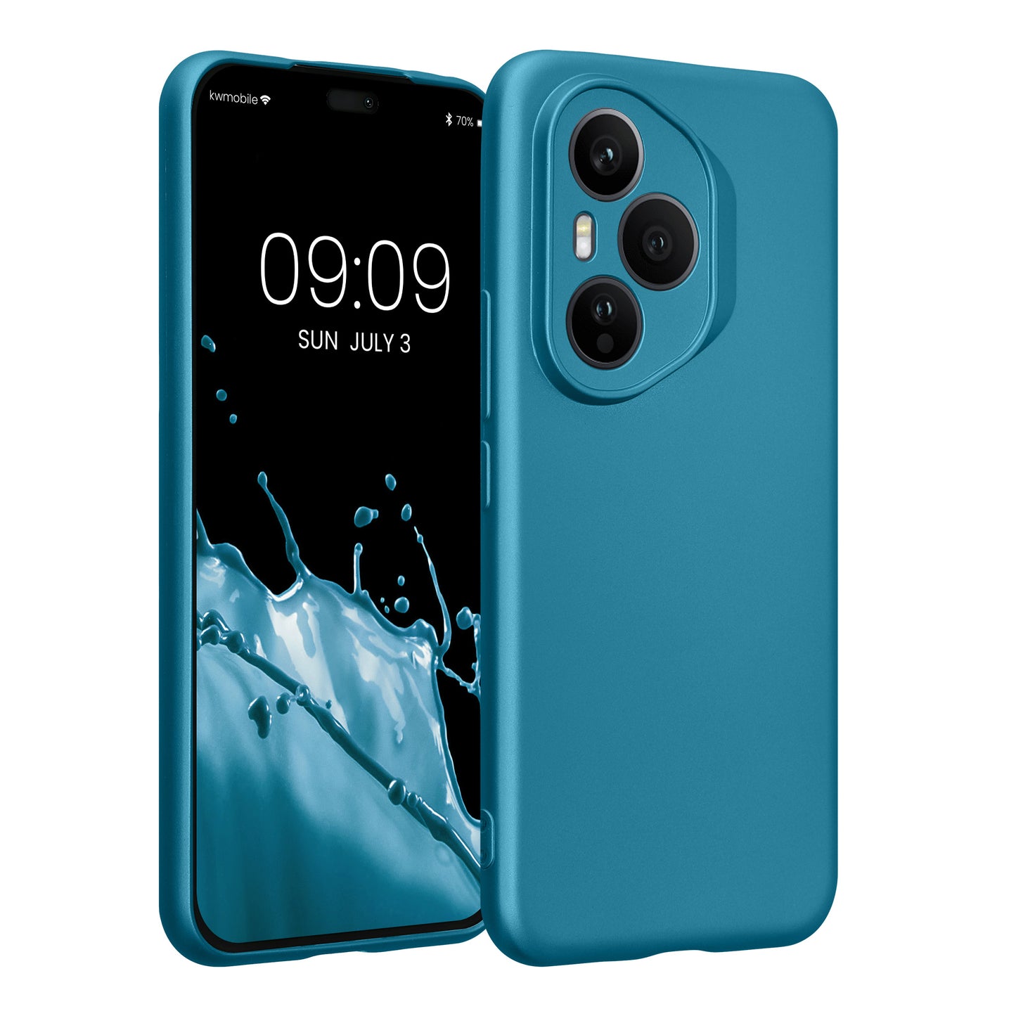 kwmobile Handyhülle kompatibel mit HONOR 400 Pro Hülle - weiche Silikon Case metallisch schimmernd in Metallic Karibikblau Metallic Karibikblau  