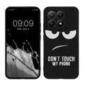 kwmobile Hülle kompatibel mit Xiaomi 15T - Handyhülle Silikon Case - Don't touch my Phone Weiß Schwarz Weiß  [dsg01]
