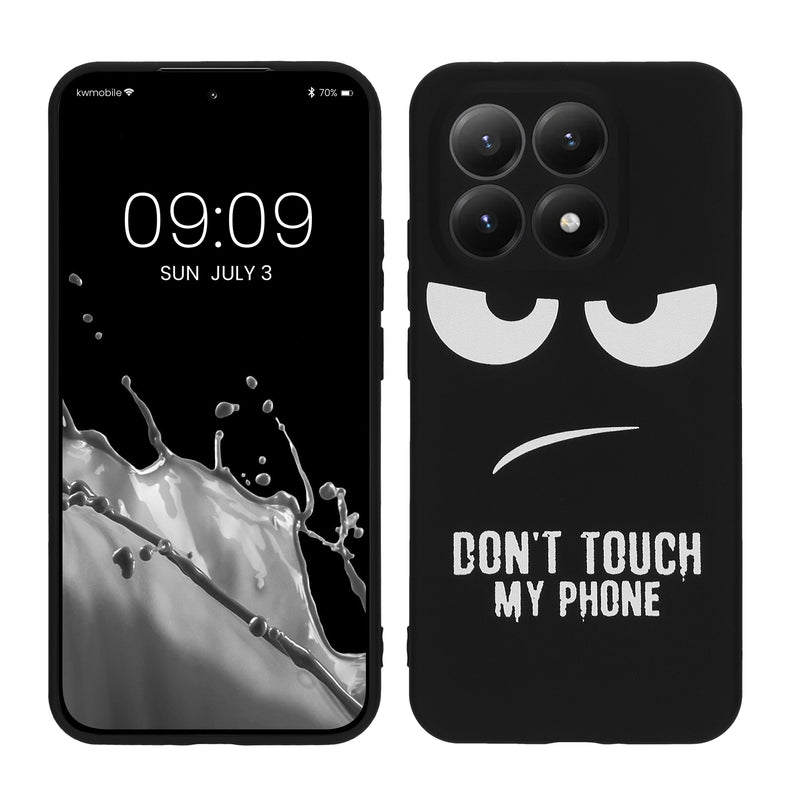 kwmobile Hülle kompatibel mit Xiaomi 15T - Handyhülle Silikon Case - Don't touch my Phone Weiß Schwarz Weiß  [dsg01]
